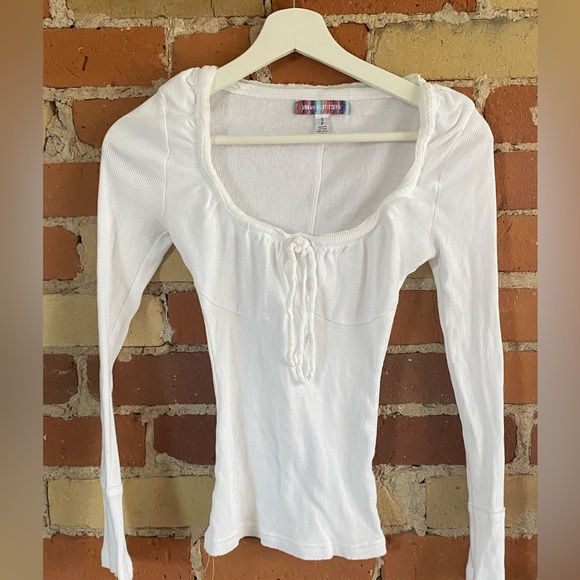 URBAN OUTFITTERS white ribbed fitted longsleeve - Picture 2 of 7